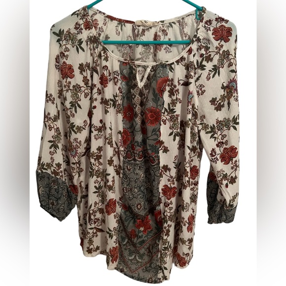 Style & Co Floral Flowy Boho Tunic Peasant Top size M Beachy - Picture 8 of 8